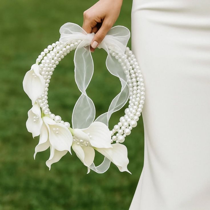 Couronne de Callas Perlé - Bouquet Cercle Organza