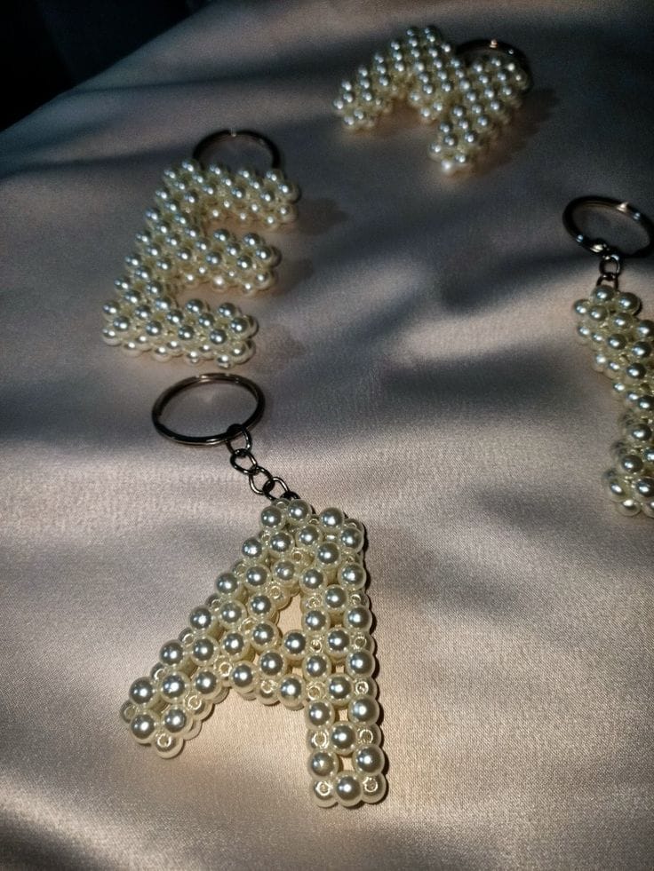 Porte-Clés Initiale Perlée - Collection Personnalisée