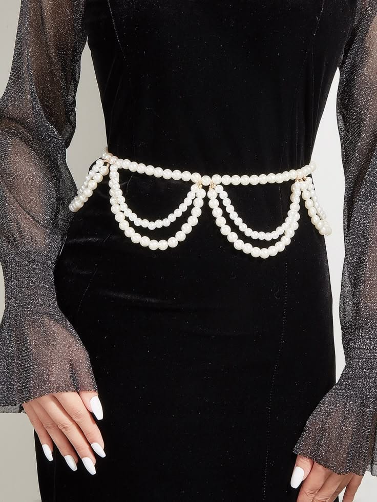 Ceinture Cascade en Perles - Ceinture de Corps Élégante & Romantique